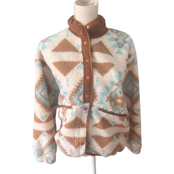 Simply Southern  RETRO CROPPED JACKET - TAN AZTEC NWT S - Picture 1 of 5